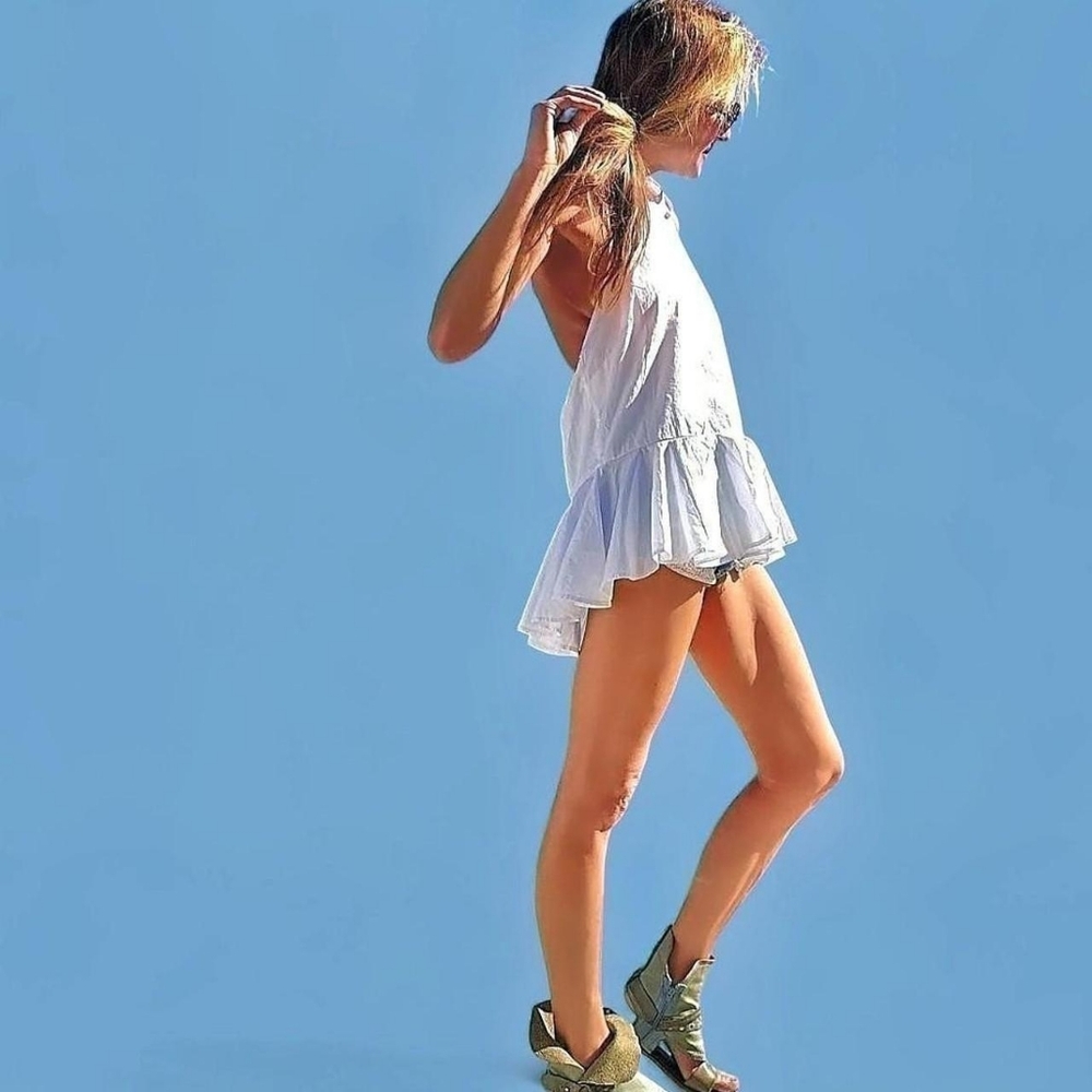Free People White Ruffle Tunic Tank Top - Picture 4 of 6